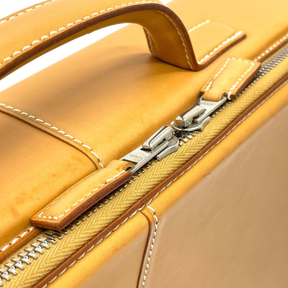 HERMES Ale Light MM Briefcase Handbag Leather Men's Natural Beige