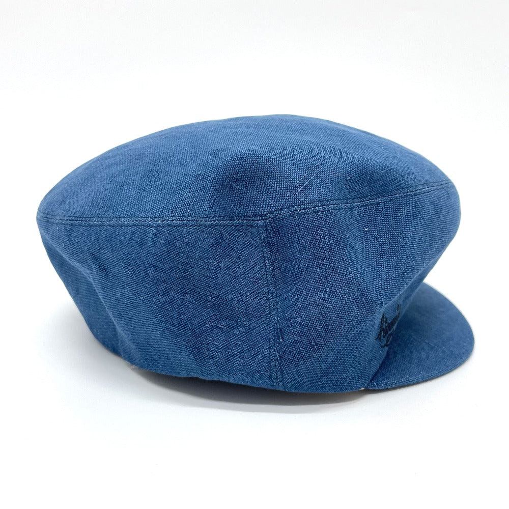 HERMES キャスケット 帽子 麻 レディース ブルー