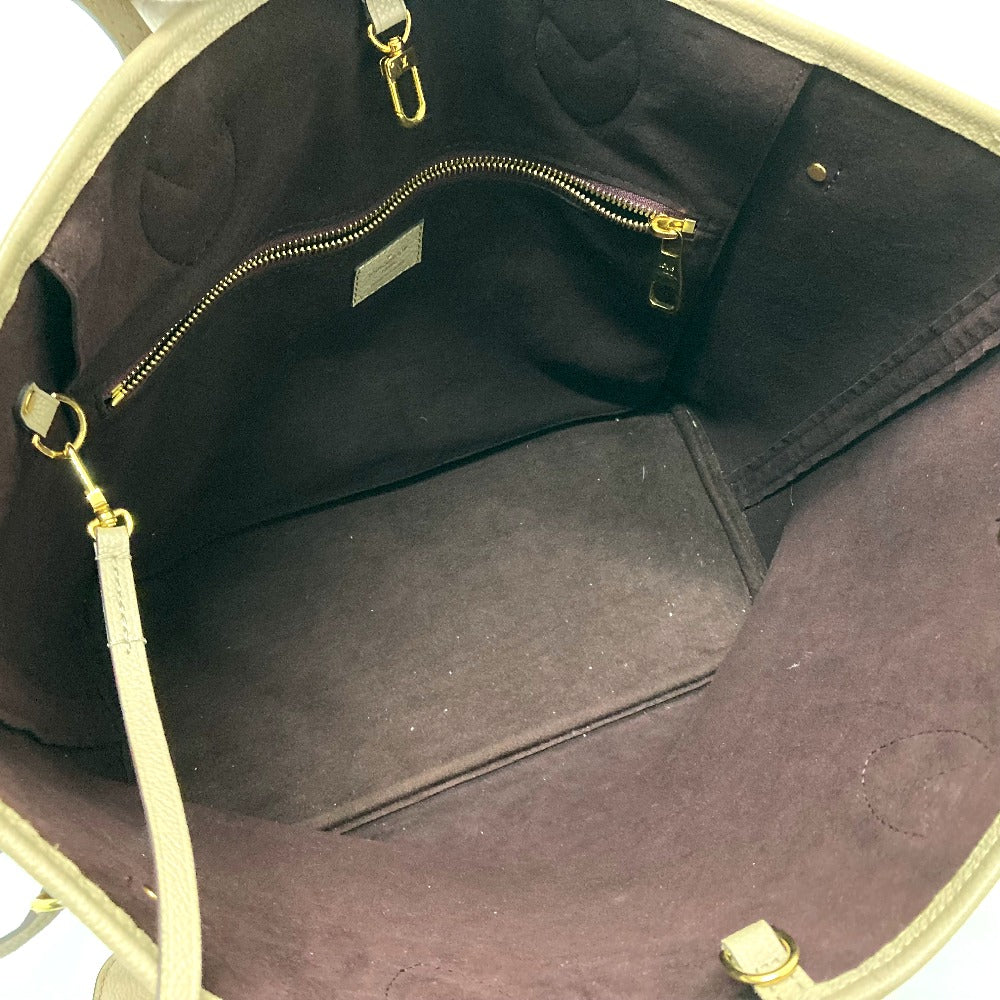 LOUIS VUITTON M45686 Monogram Empreinte Neverfull MM Shoulder Tote Bag in Monogram Empreinte Leather, Women's Tourterelle, Greige
