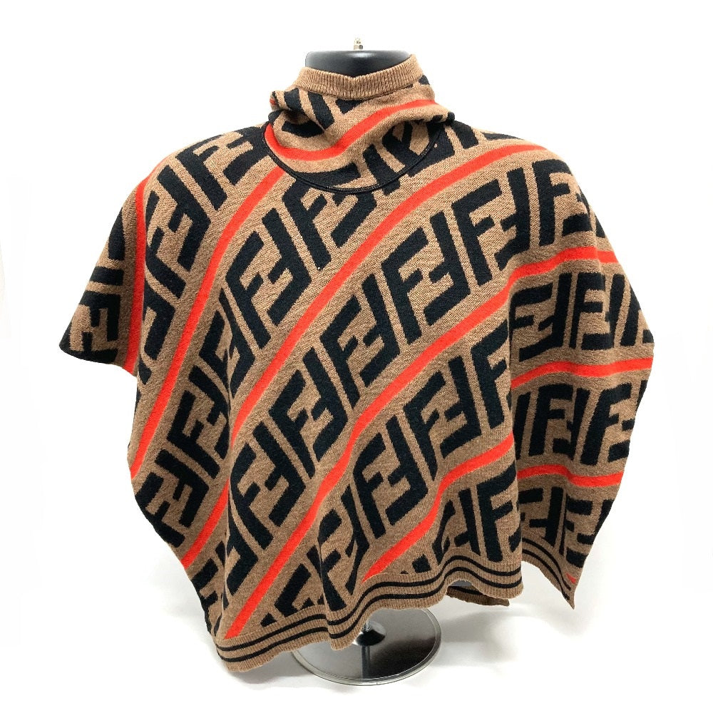 FENDI JFQ039 ズッカ FF柄 フード付 アウター ポンチョ コットン キッズ ブラウン