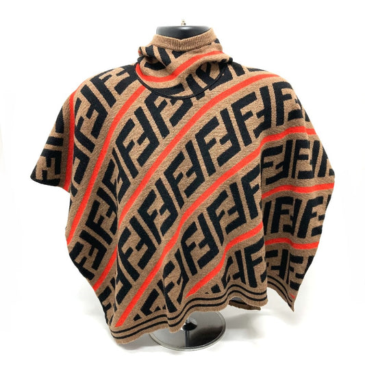 FENDI JFQ039 ズッカ FF柄 フード付 アウター ポンチョ コットン キッズ ブラウン