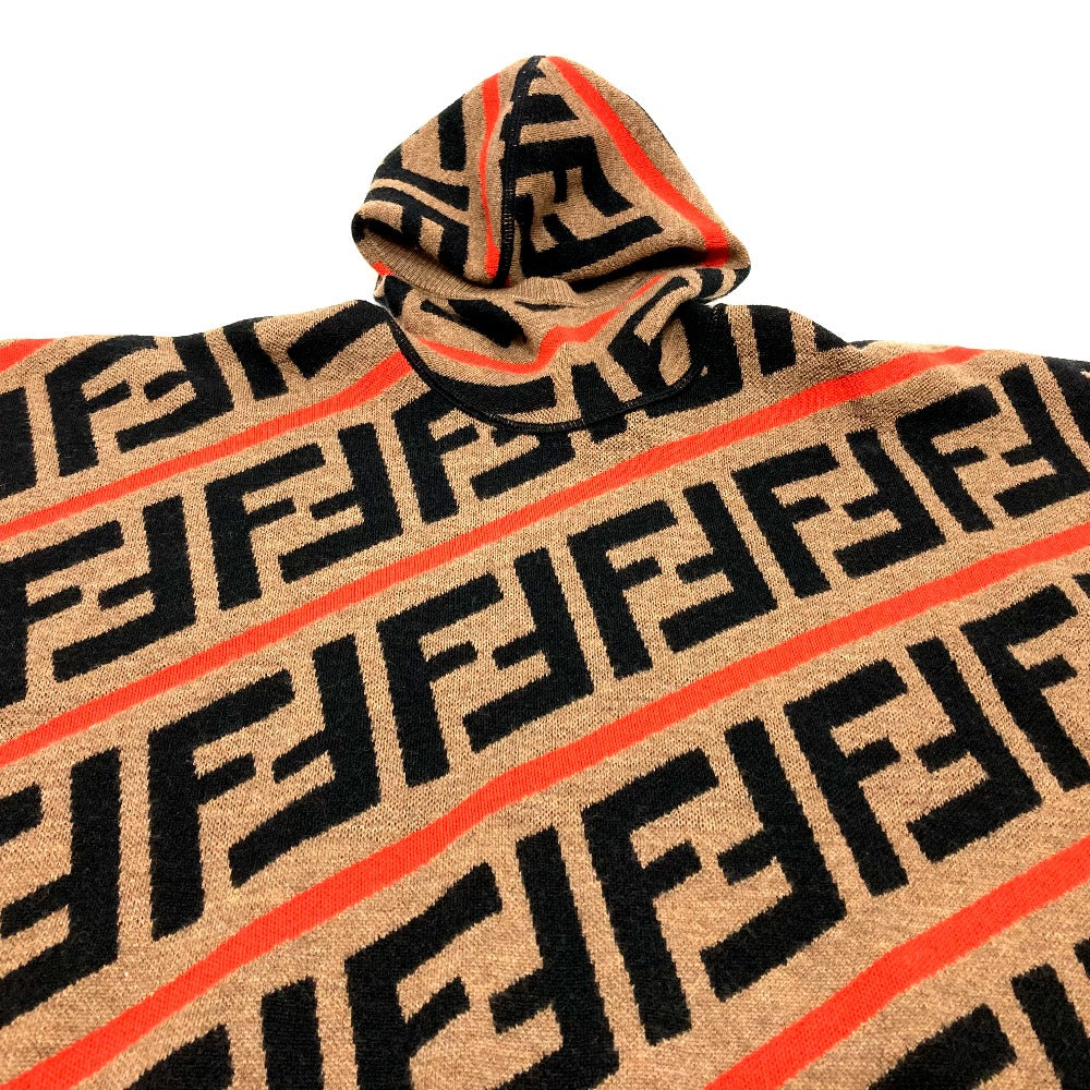 FENDI JFQ039 ズッカ FF柄 フード付 アウター ポンチョ コットン キッズ ブラウン