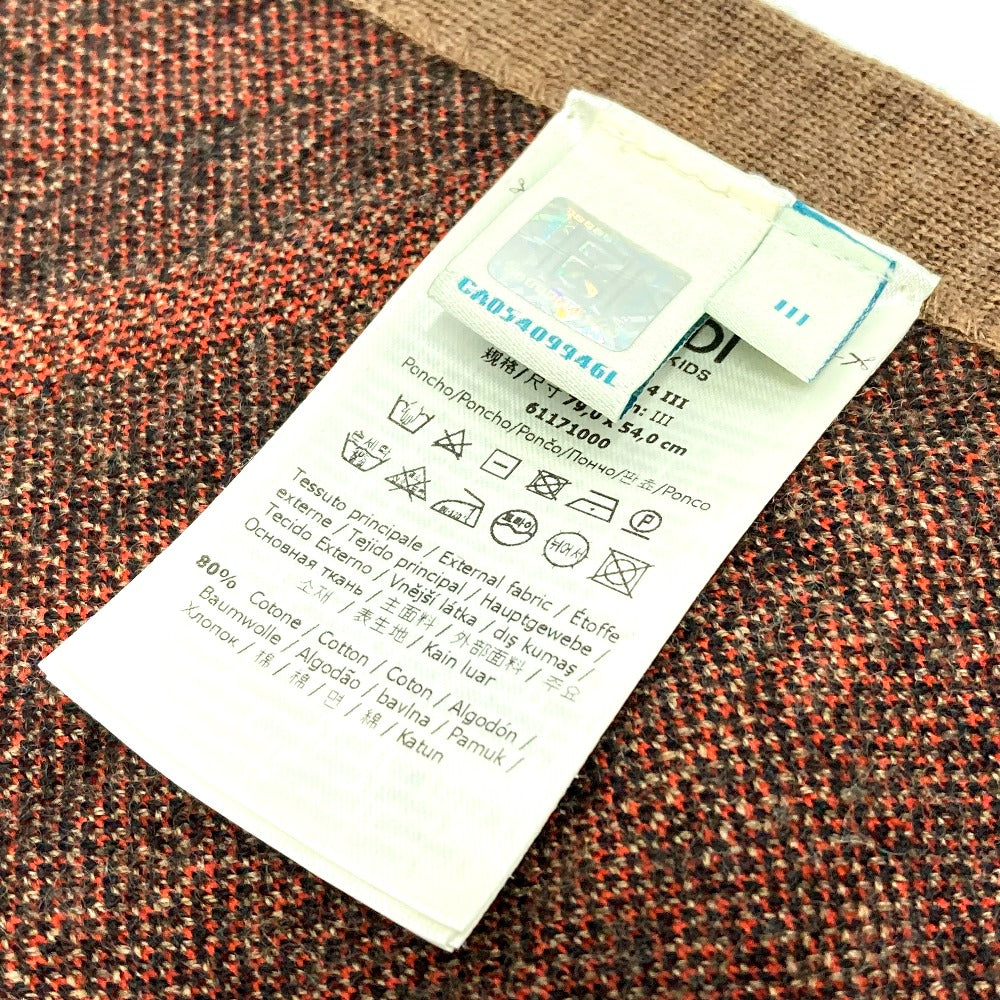FENDI JFQ039 ズッカ FF柄 フード付 アウター ポンチョ コットン キッズ ブラウン