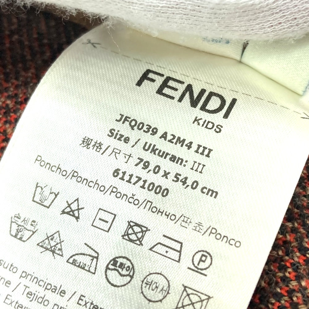 FENDI JFQ039 ズッカ FF柄 フード付 アウター ポンチョ コットン キッズ ブラウン