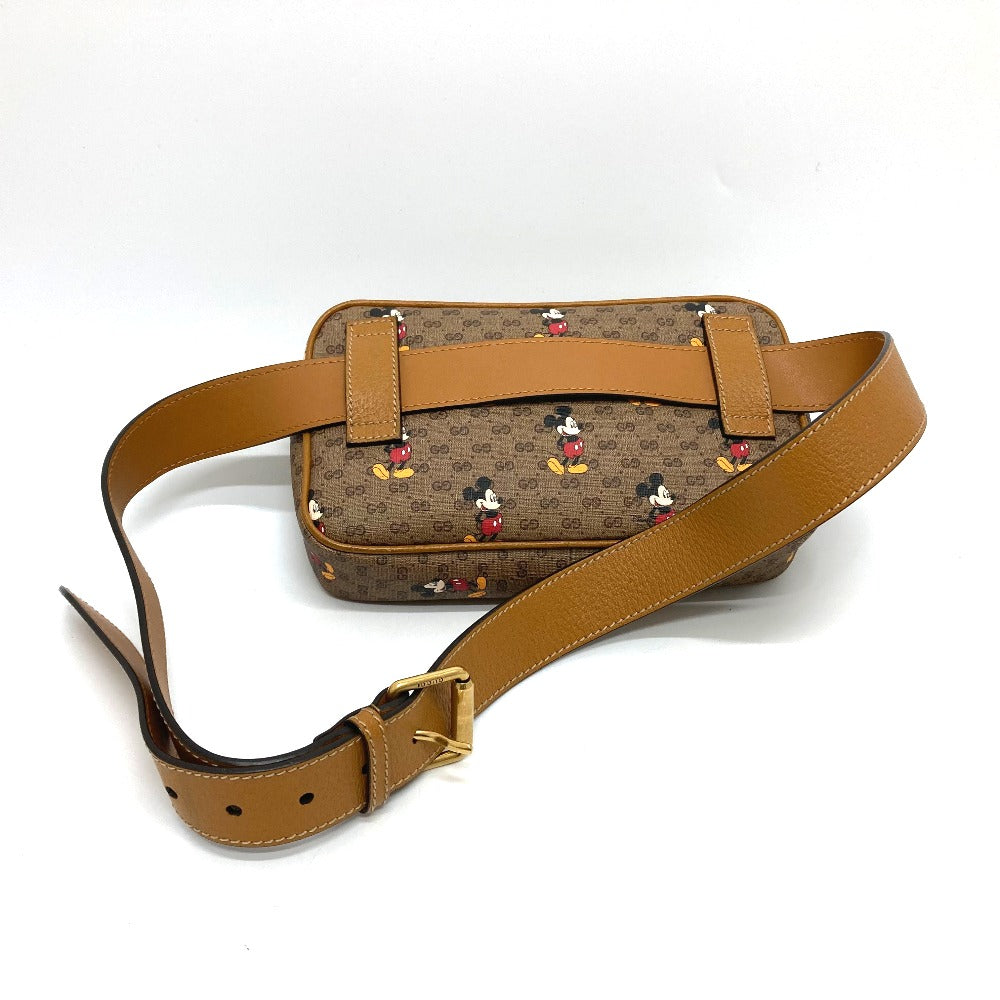 GUCCI 602695 ディズニーコラボ ミッキー ミニ GGスプリーム カバン ベルトバッグ ボディバッグ GGスプリームキャンバス ユニセックス ブラウン