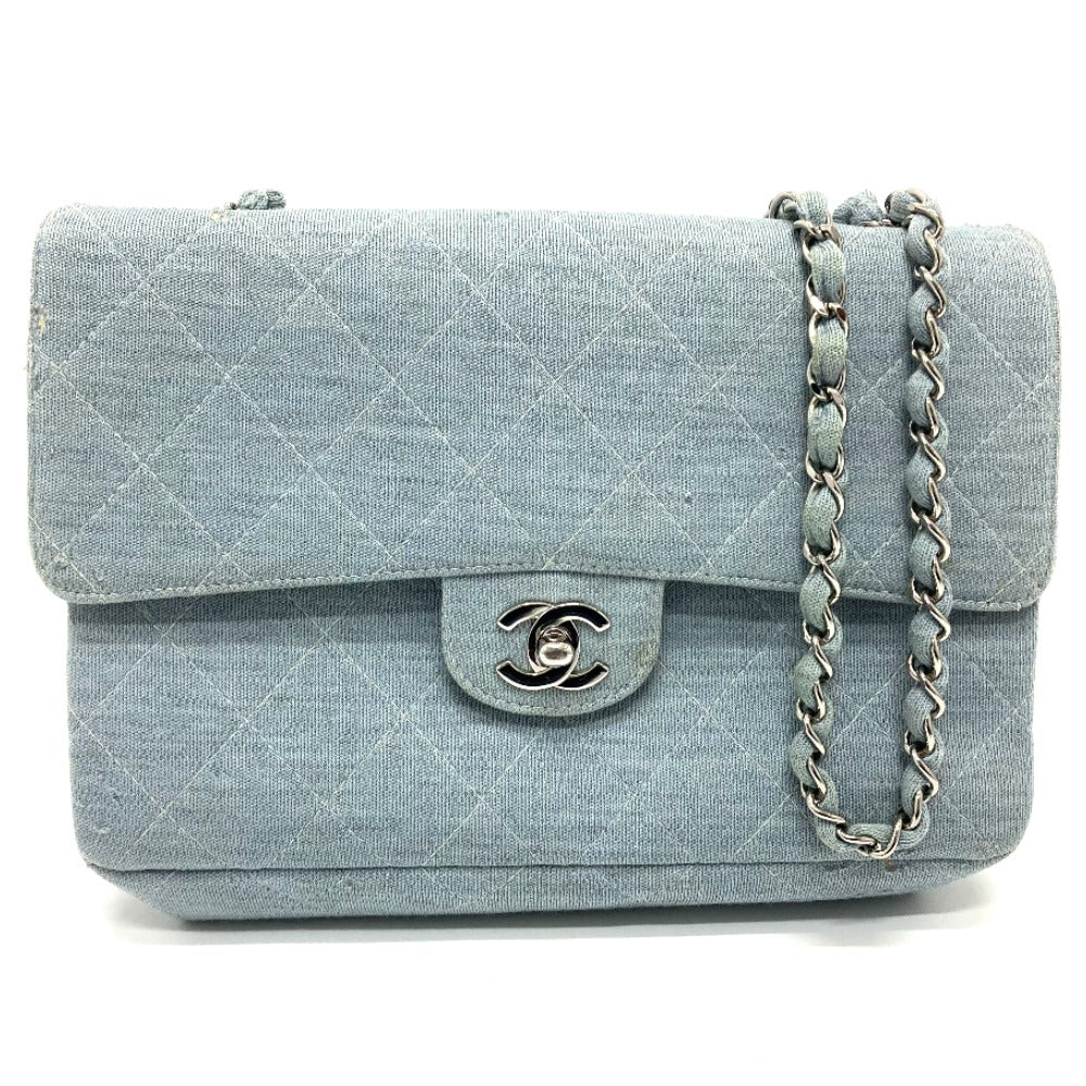 CHANEL CC Coco Mark Matelasse 25 Single Chain Shoulder Bag in Blue