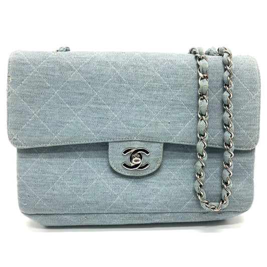 CHANEL CC ココマーク マトラッセ25 カバン シングルチェーン チェーンバッグ ショルダーバッグ ジャージ レディース ブルー