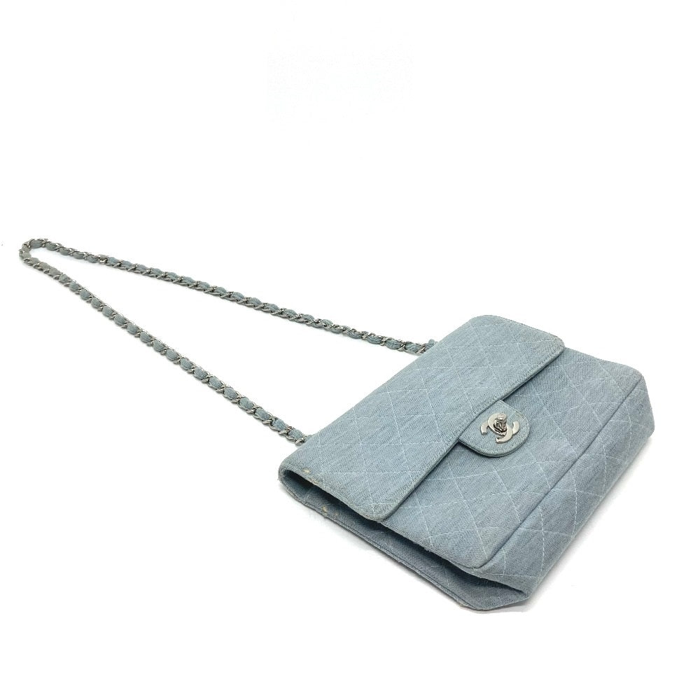 CHANEL CC Coco Mark Matelasse 25 Single Chain Shoulder Bag in Blue