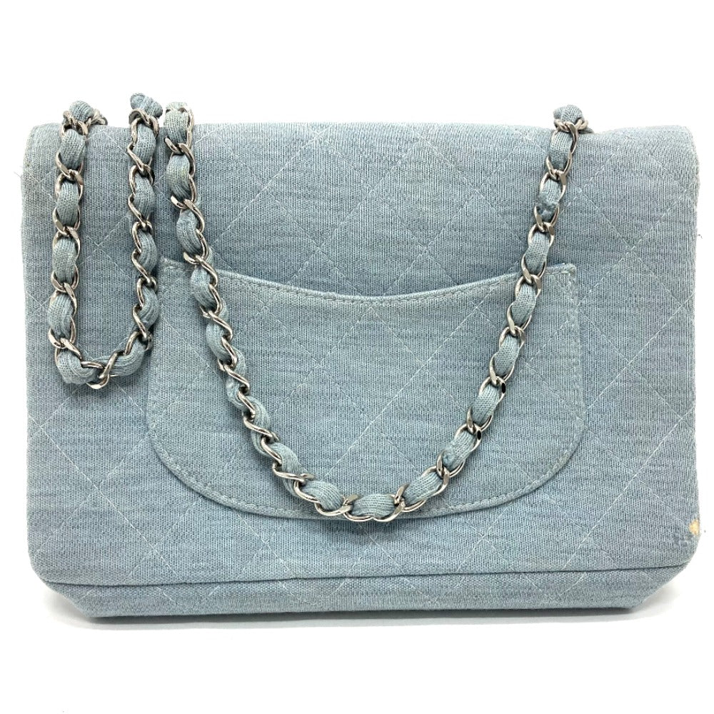 CHANEL CC Coco Mark Matelasse 25 Single Chain Shoulder Bag in Blue