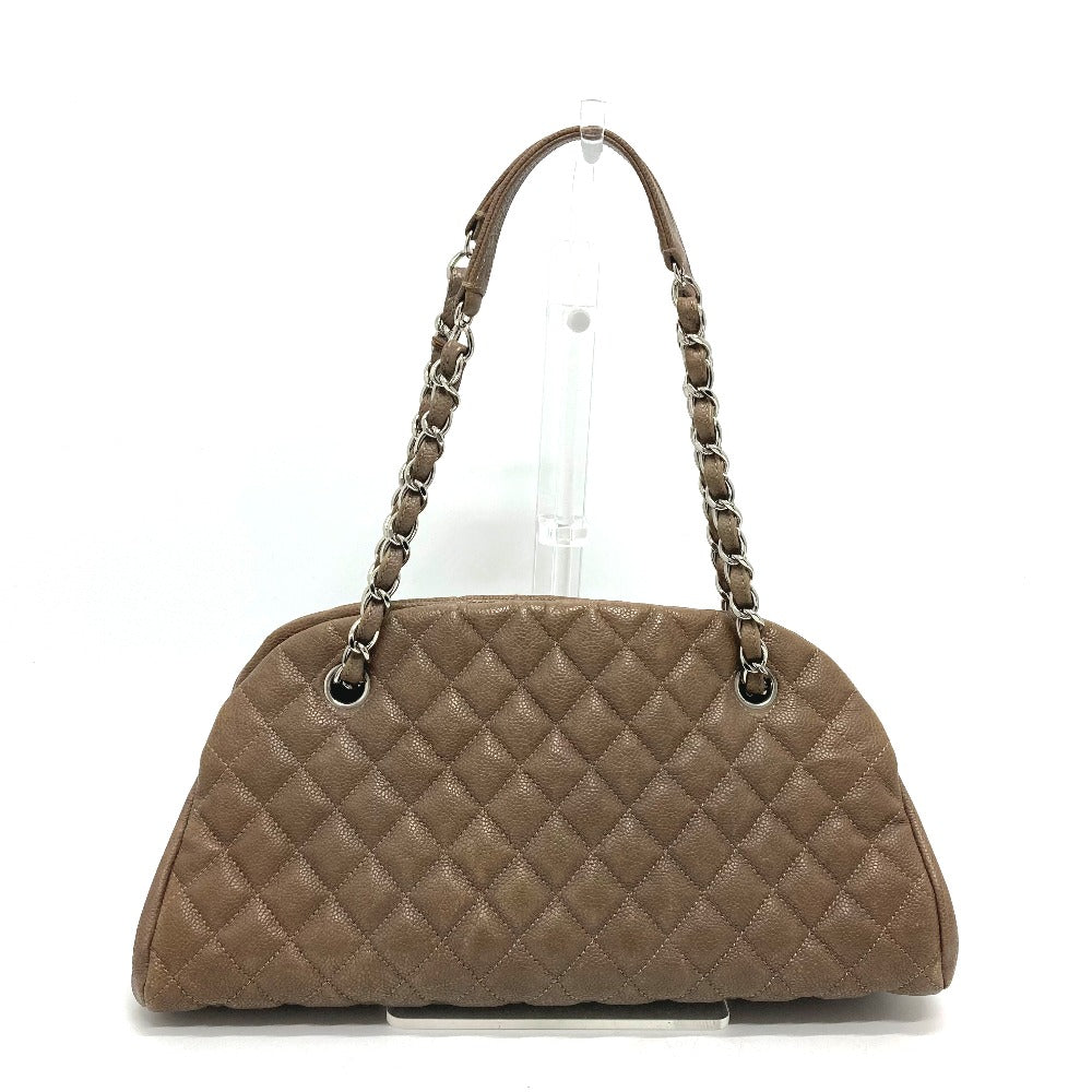 CHANEL CC Coco Mark Mademoiselle Bowling Chain Shoulder Bag in Caviar Leather, Brown