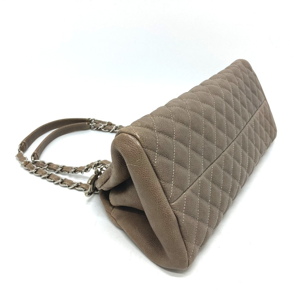 CHANEL CC Coco Mark Mademoiselle Bowling Chain Shoulder Bag in Caviar Leather, Brown