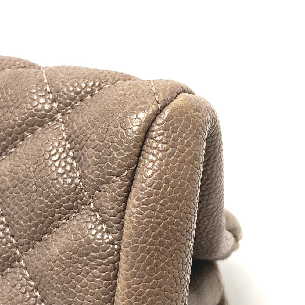 CHANEL CC Coco Mark Mademoiselle Bowling Chain Shoulder Bag in Caviar Leather, Brown