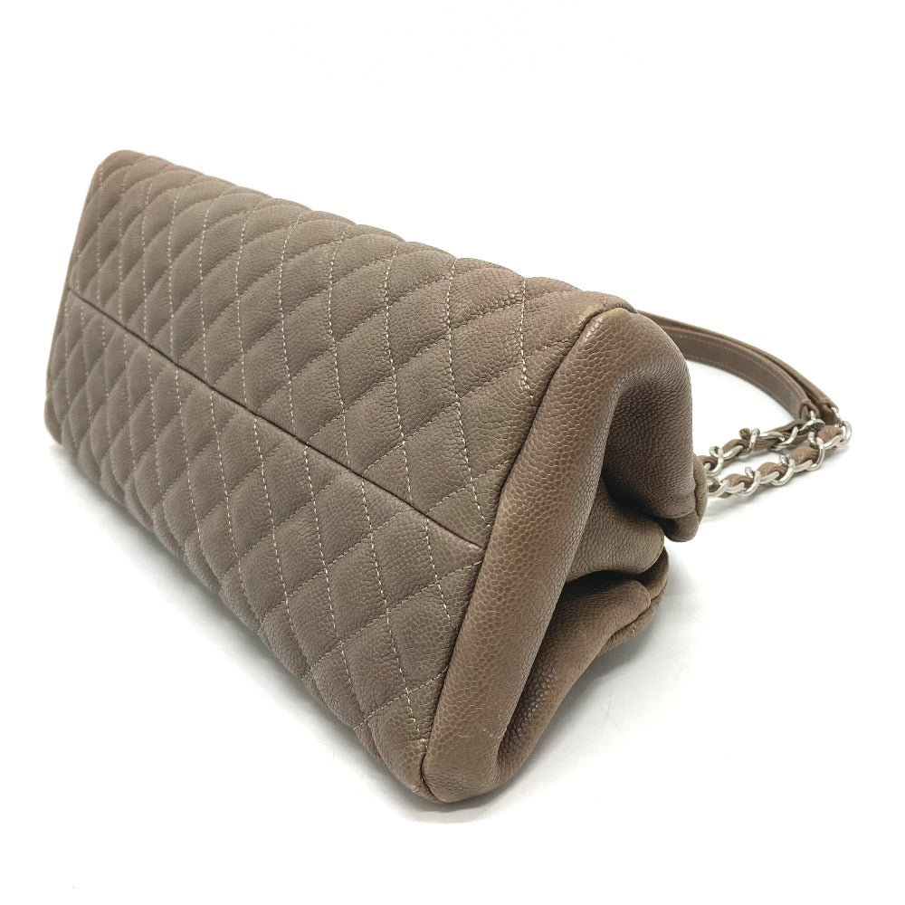 CHANEL CC Coco Mark Mademoiselle Bowling Chain Shoulder Bag in Caviar Leather, Brown