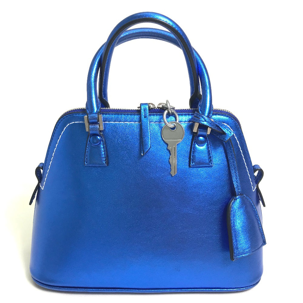 Maison Margiela 5AC 2-Way Handbag/Crossbody/Shoulder Bag in Gunmetal Blue Leather