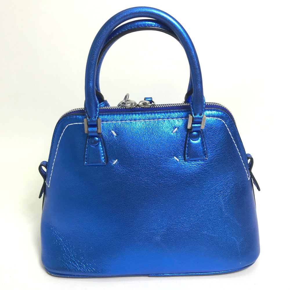 Maison Margiela 5AC 2-Way Handbag/Crossbody/Shoulder Bag in Gunmetal Blue Leather