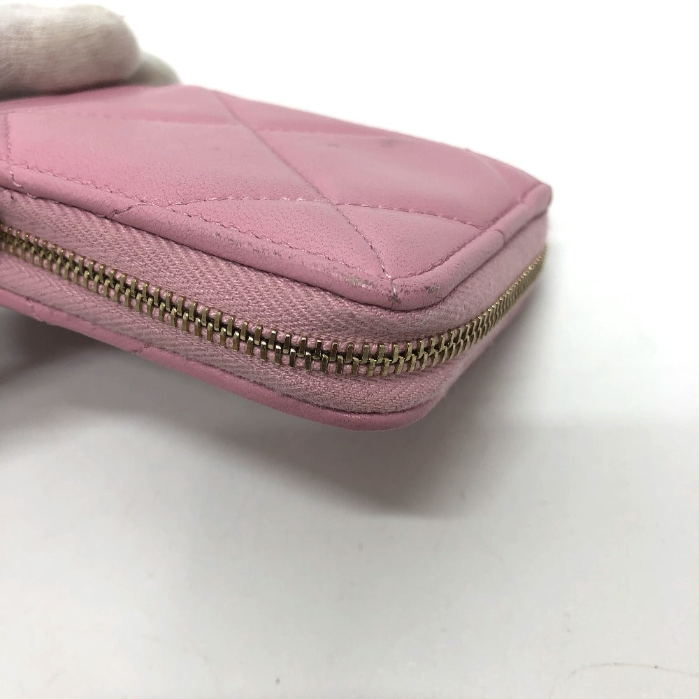 CHANEL Coco Mark CC Matelasse/Card Case Wallet/Purse Coin Case Lambskin Women's Pink