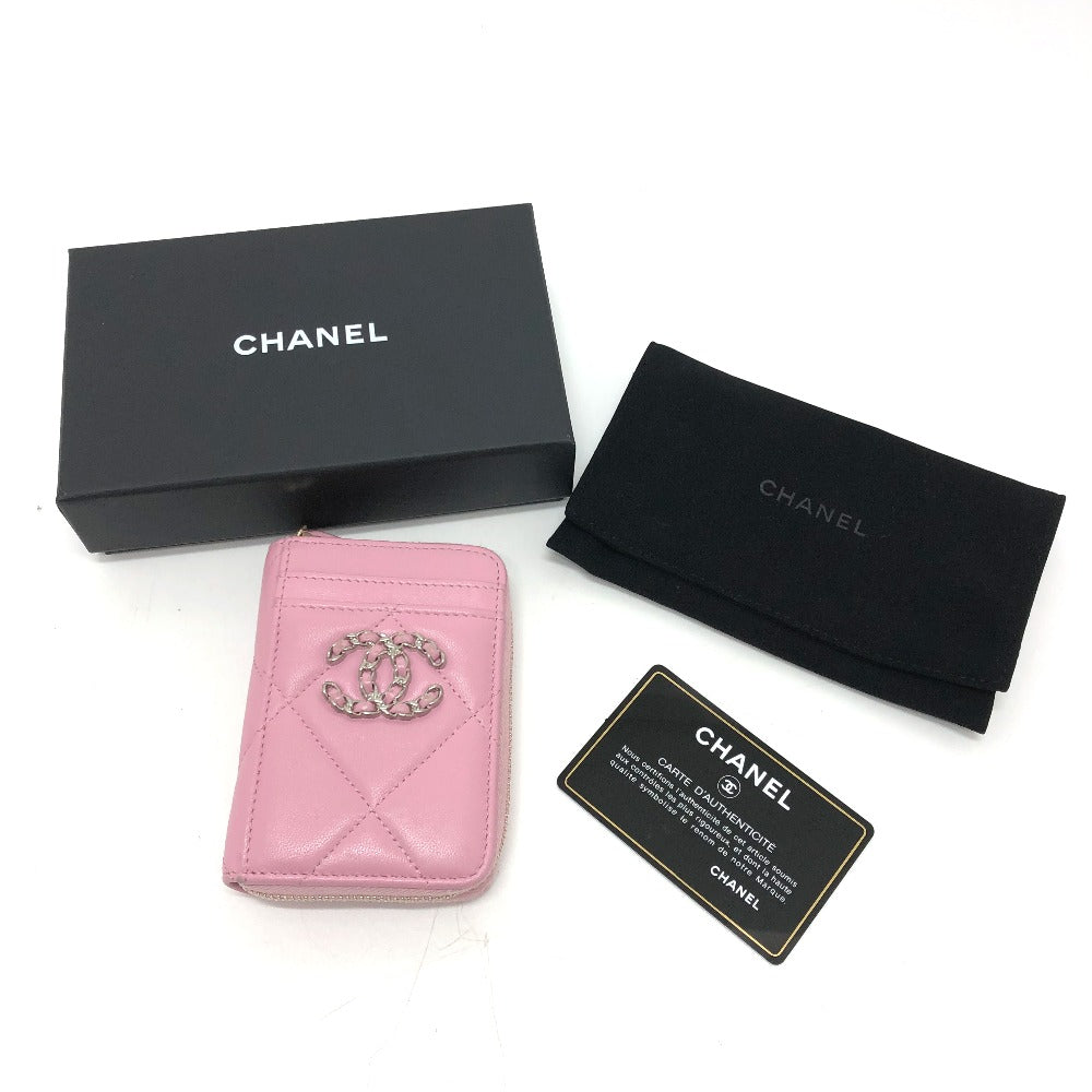 CHANEL Coco Mark CC Matelasse/Card Case Wallet/Purse Coin Case Lambskin Women's Pink
