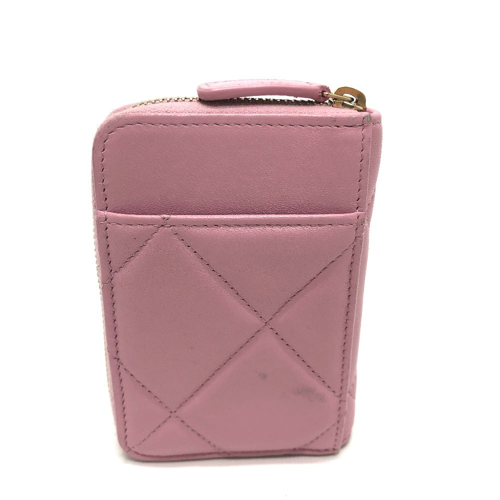 CHANEL Coco Mark CC Matelasse/Card Case Wallet/Purse Coin Case Lambskin Women's Pink