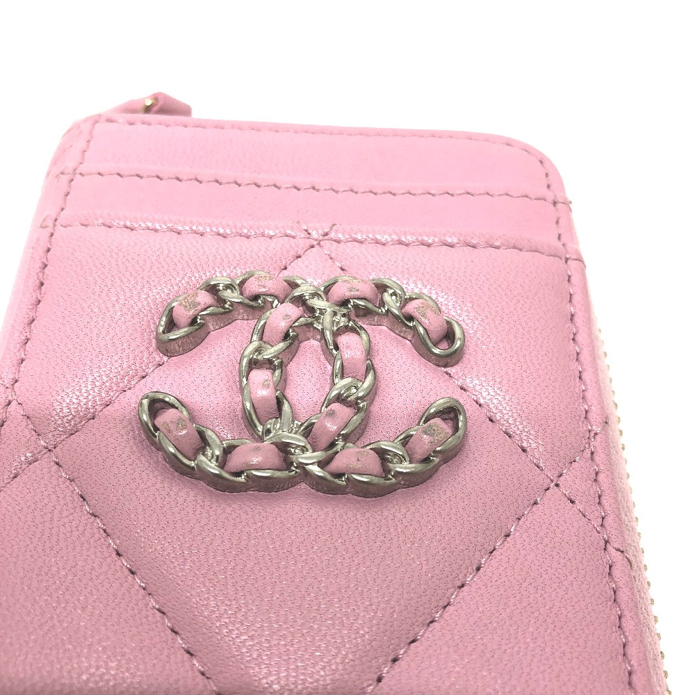 CHANEL Coco Mark CC Matelasse/Card Case Wallet/Purse Coin Case Lambskin Women's Pink