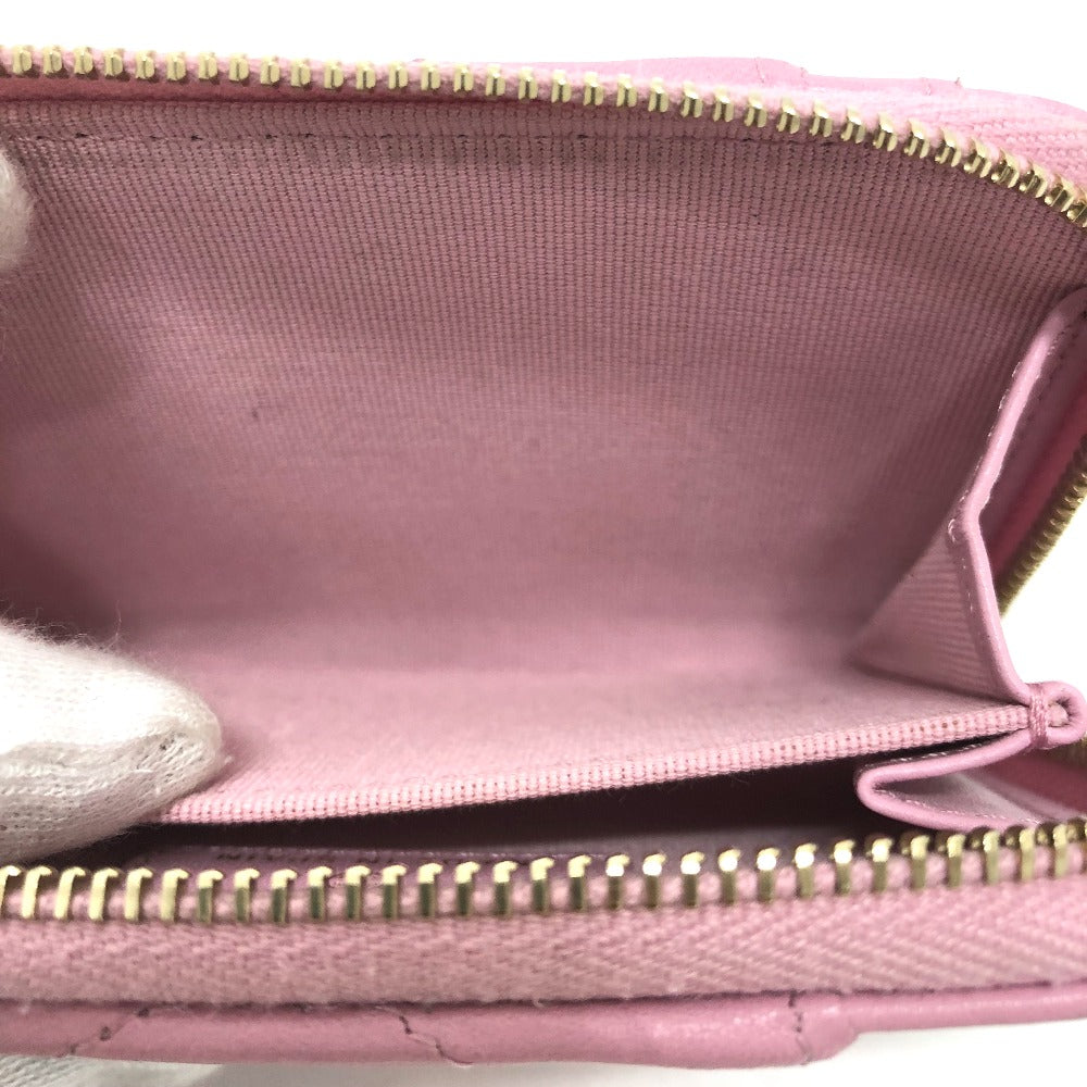 CHANEL Coco Mark CC Matelasse/Card Case Wallet/Purse Coin Case Lambskin Women's Pink