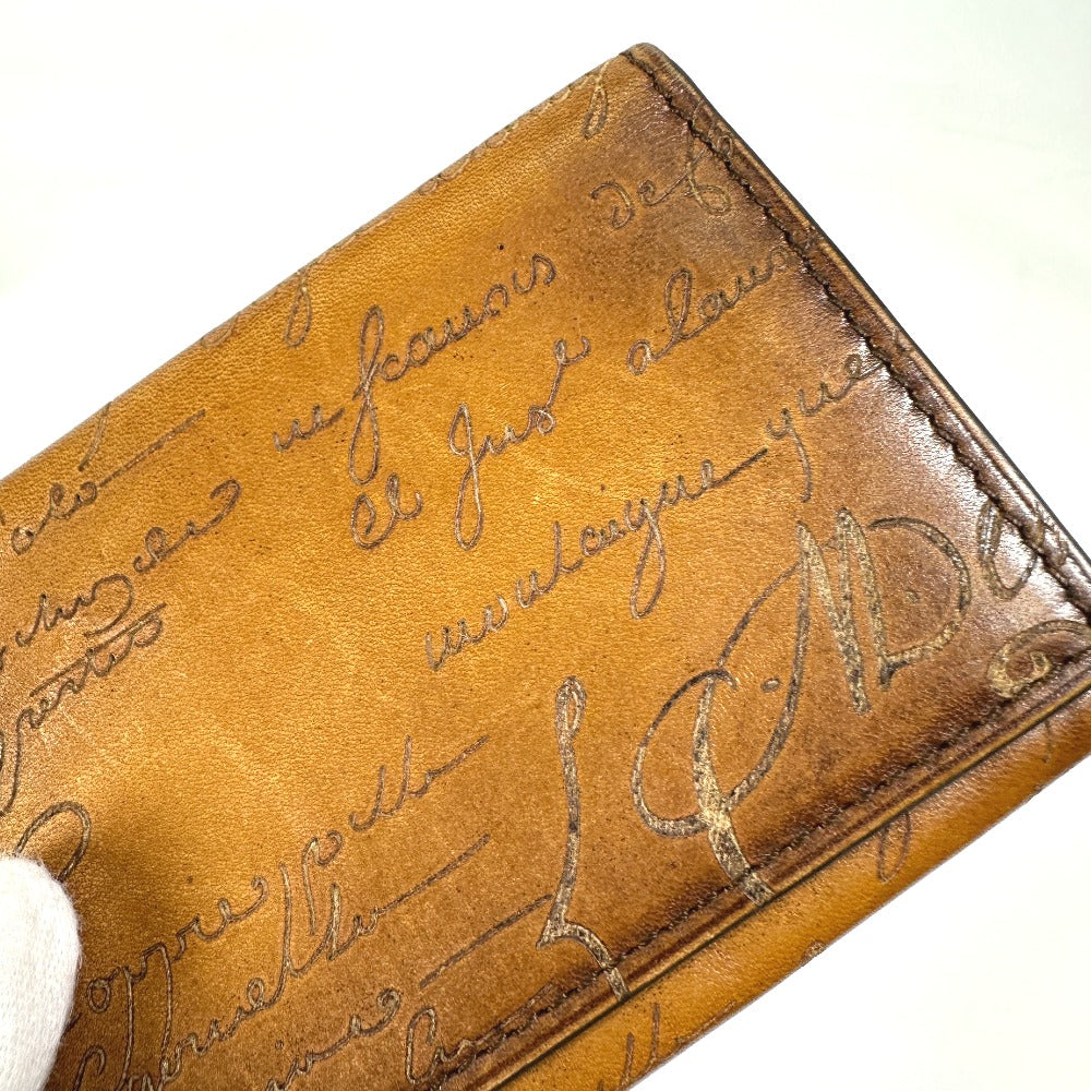 Berluti Calligraffiti Pass Case, Business Card Case, Leather, Men's, Brown
