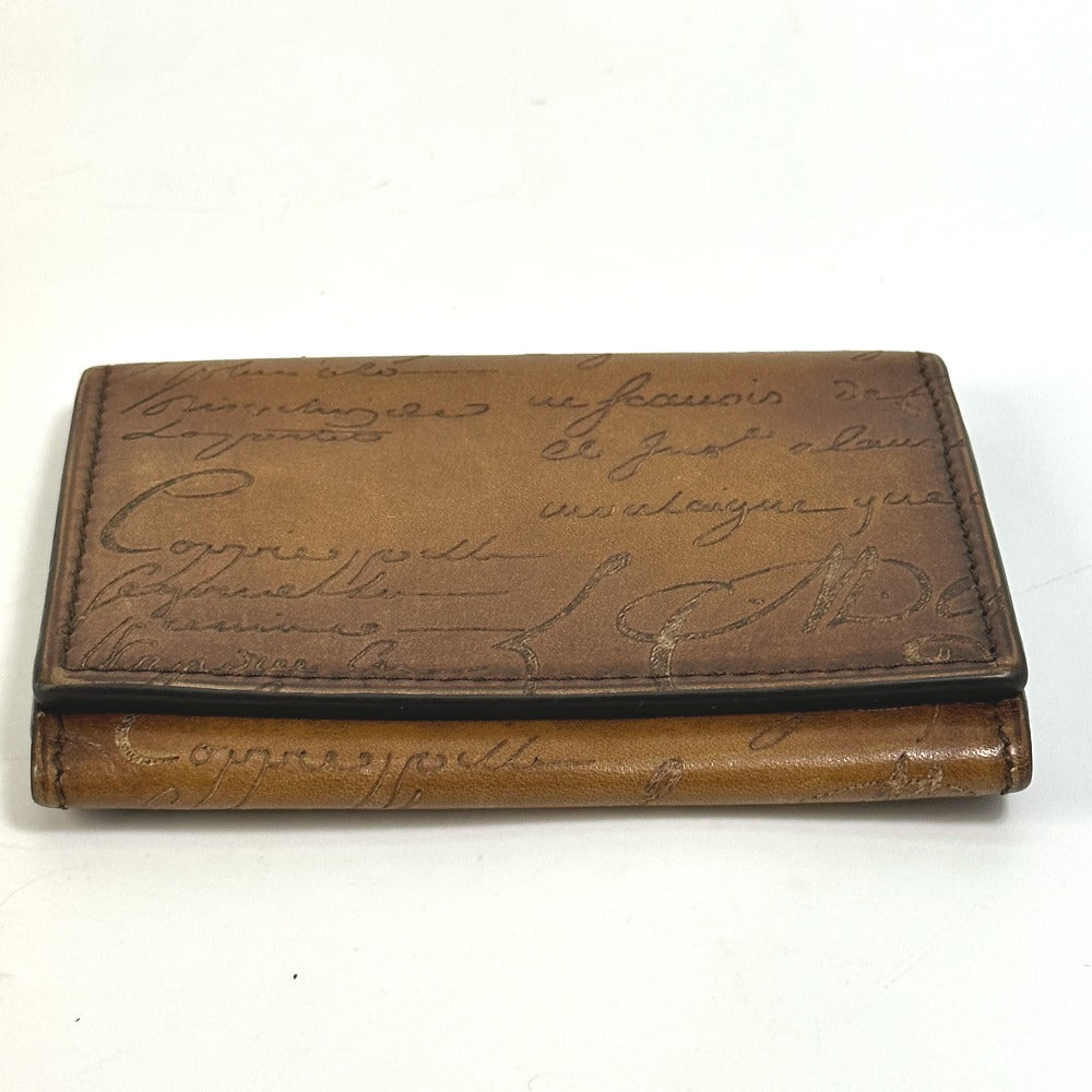Berluti Calligraffiti Pass Case, Business Card Case, Leather, Men's, Brown