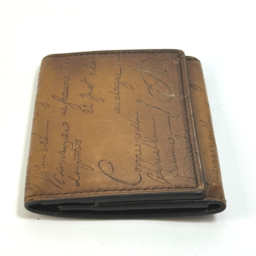 Berluti Calligraffiti Pass Case, Business Card Case, Leather, Men's, Brown