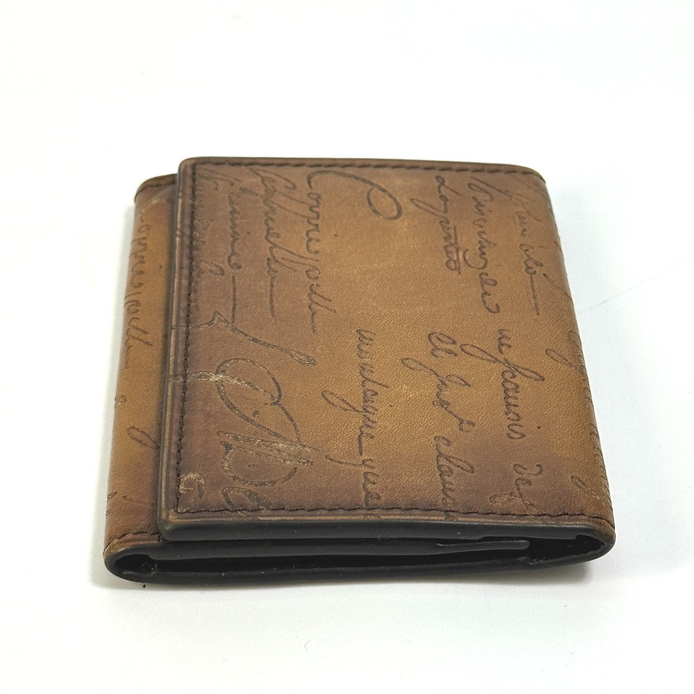 Berluti Calligraffiti Pass Case, Business Card Case, Leather, Men's, Brown