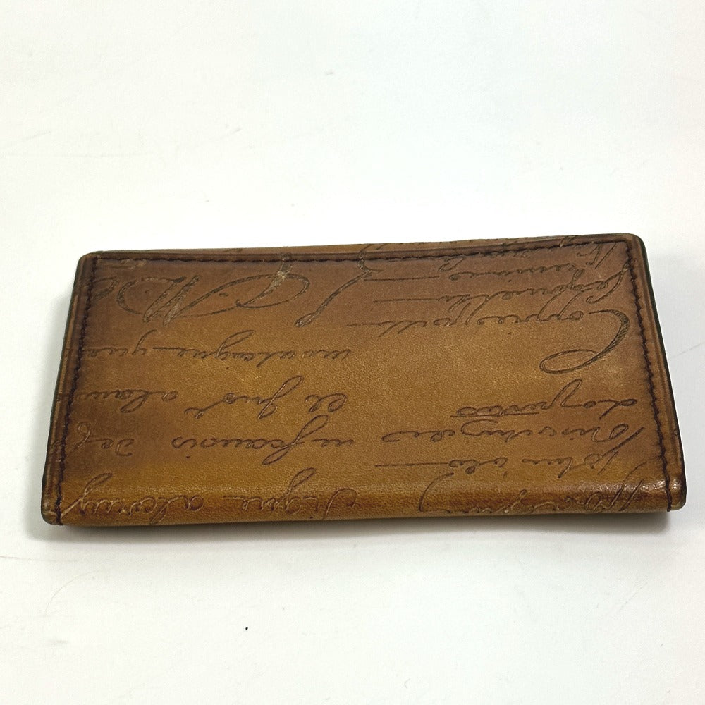 Berluti Calligraffiti Pass Case, Business Card Case, Leather, Men's, Brown