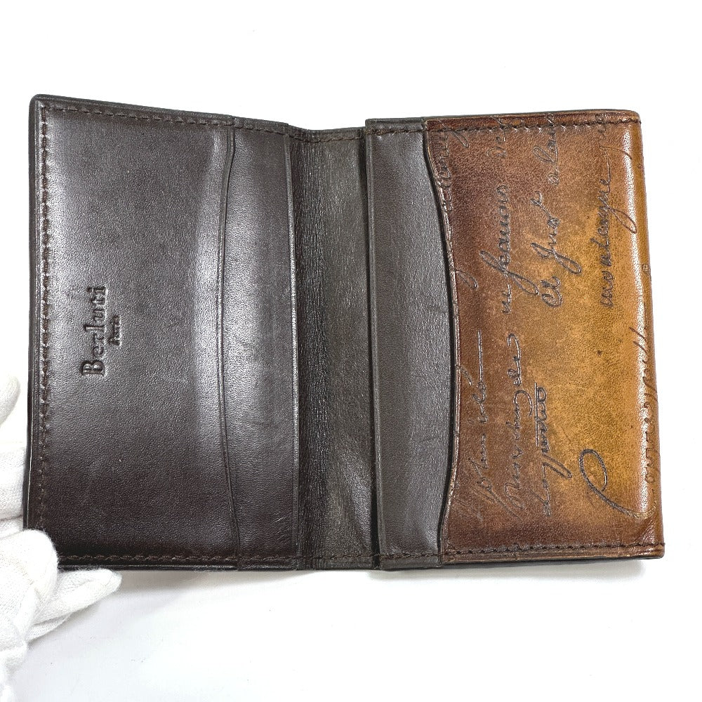Berluti Calligraffiti Pass Case, Business Card Case, Leather, Men's, Brown