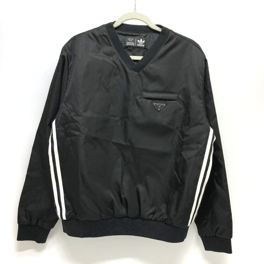 PRADA UJL206 Triangle Logo adidas Collaboration Sweatshirt Re-Nylon Top Apparel Long Sleeve Lined Nylon Sweatshirt Men's Black