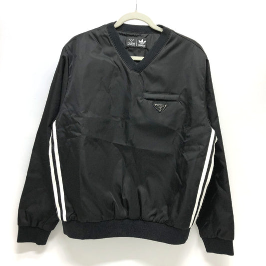 PRADA UJL206 トライアングルロゴ アディダスコラボ adidas スウェット Re Nylon トップス アパレル 長袖 ライン トレーナー ナイロン メンズ ブラック