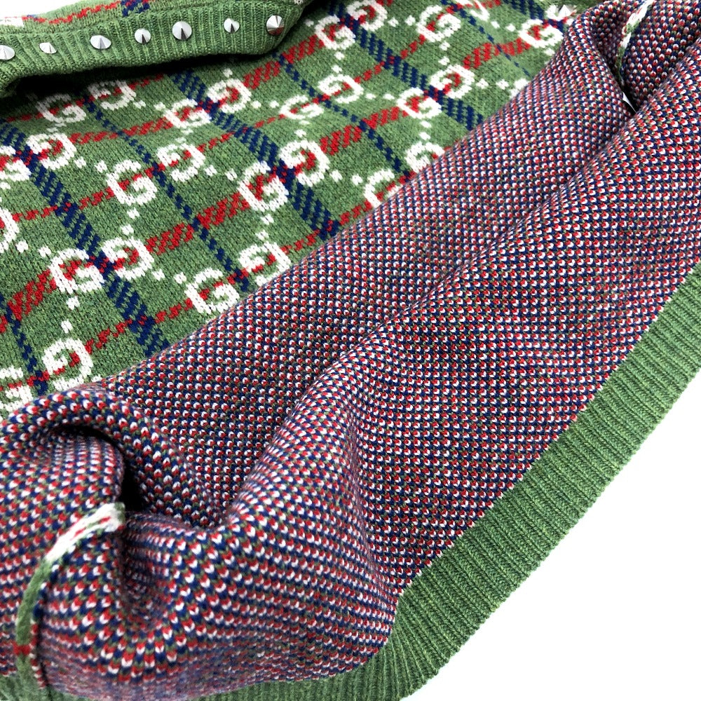 GUCCI 713571 GG スタッズ ニット セーター ウール メンズ グリーン