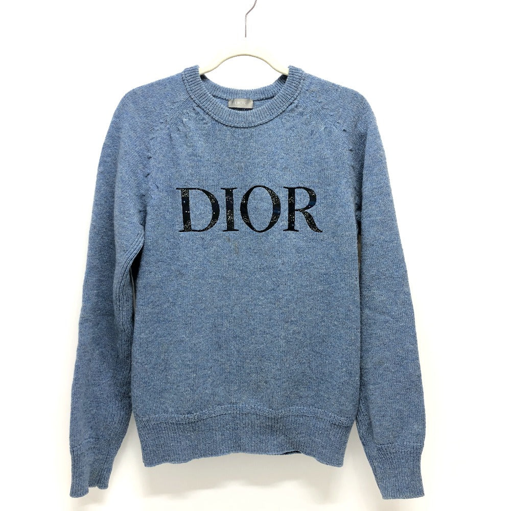 Dior 143M657AT296 Logo Peter Doig Knit Sweater Apparel Top Long Sleeve Wool Sweater Men's Blue