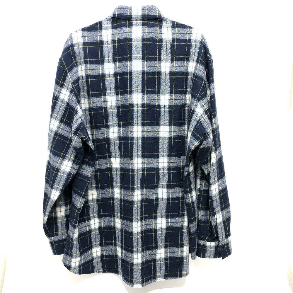 CELINE 2C555198O チェック Checked Wool Loose Shirt アパレル 長袖シャツ ウール メンズ ネイビー