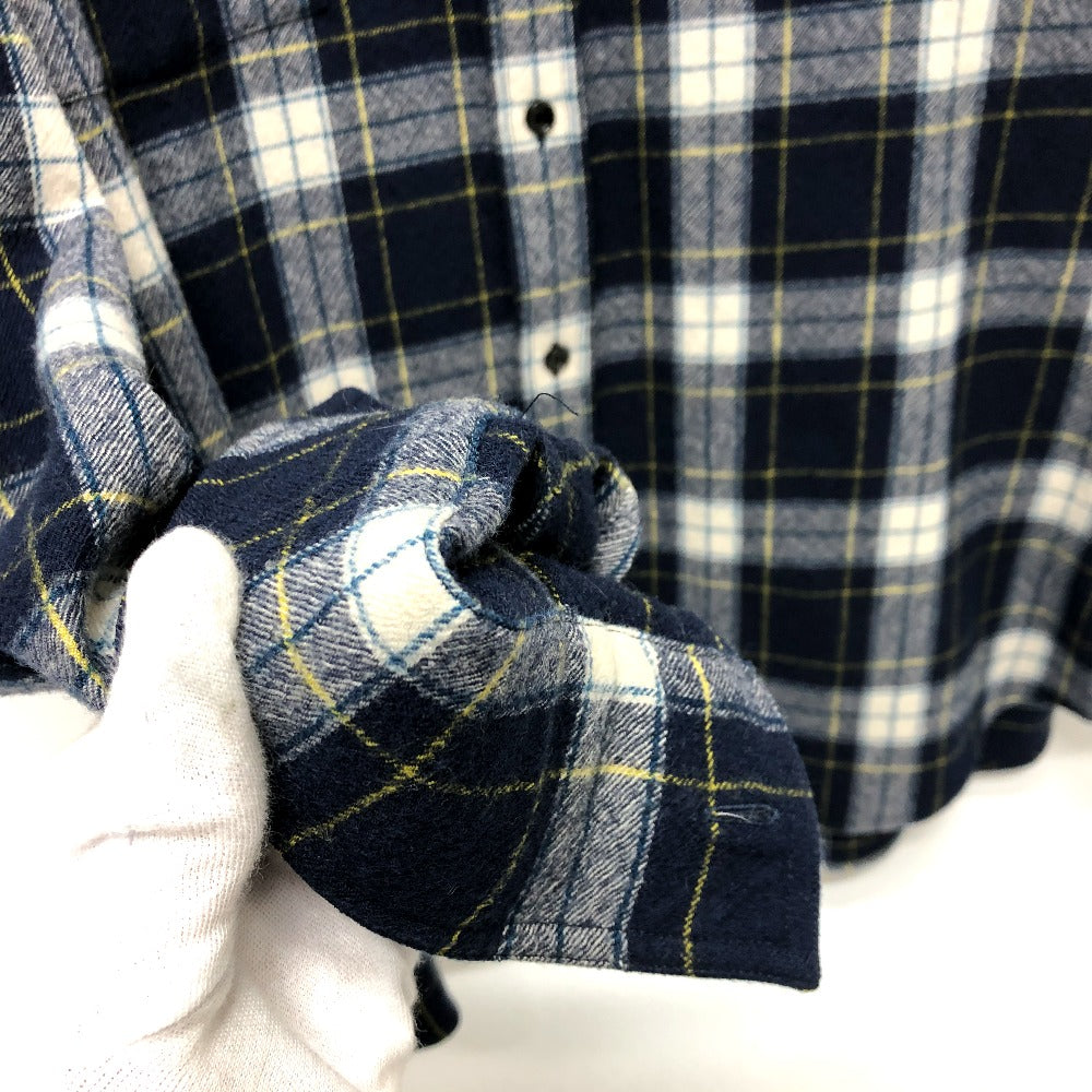 CELINE 2C555198O チェック Checked Wool Loose Shirt アパレル 長袖シャツ ウール メンズ ネイビー