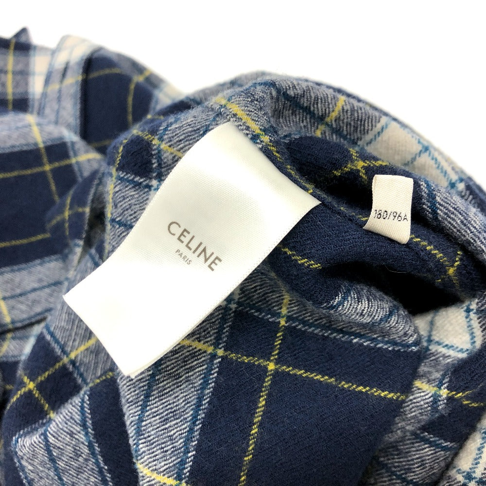 CELINE 2C555198O チェック Checked Wool Loose Shirt アパレル 長袖シャツ ウール メンズ ネイビー