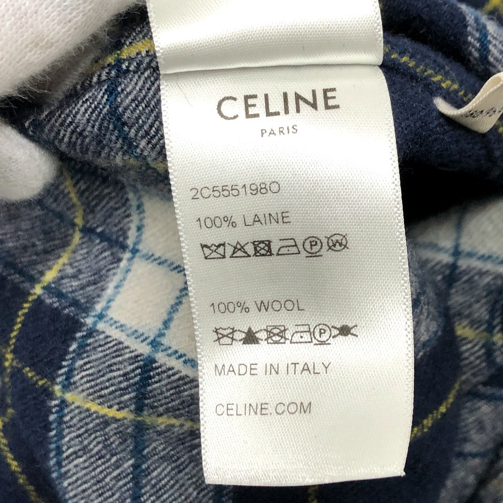 CELINE 2C555198O チェック Checked Wool Loose Shirt アパレル 長袖シャツ ウール メンズ ネイビー