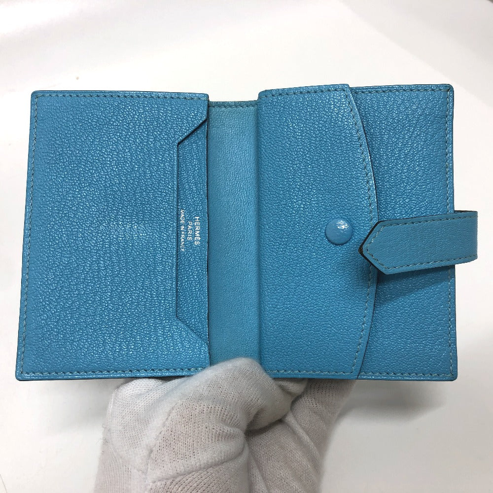 HERMES ベアン ミニ コンパクト カードケース シェーブルコロマンデル レディース ブルー