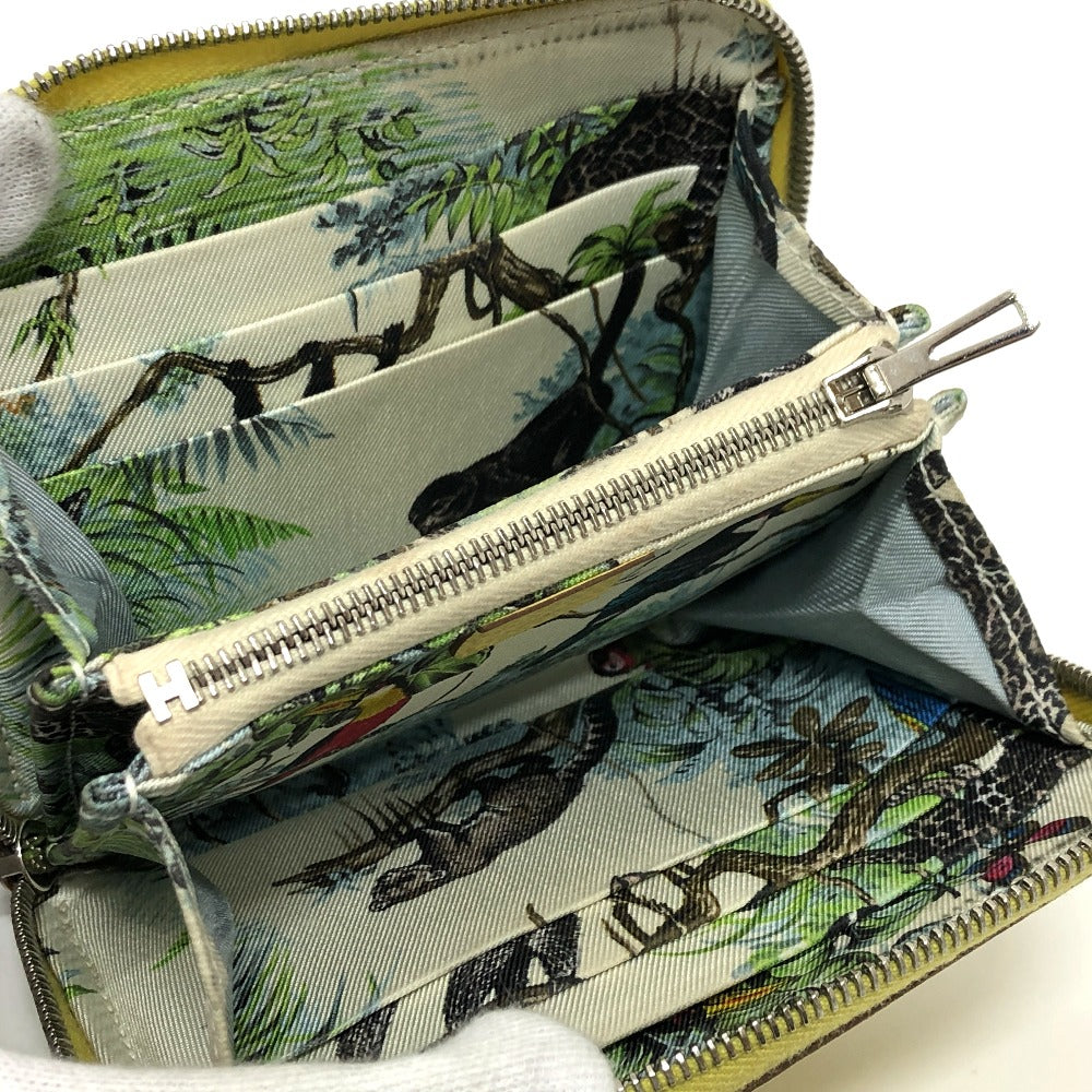 HERMES アザップコンパクト シルクイン 2つ折り財布 ヴォーエプソン レディース ジョーヌプッサン（推定） マルチカラー/シルバー金具