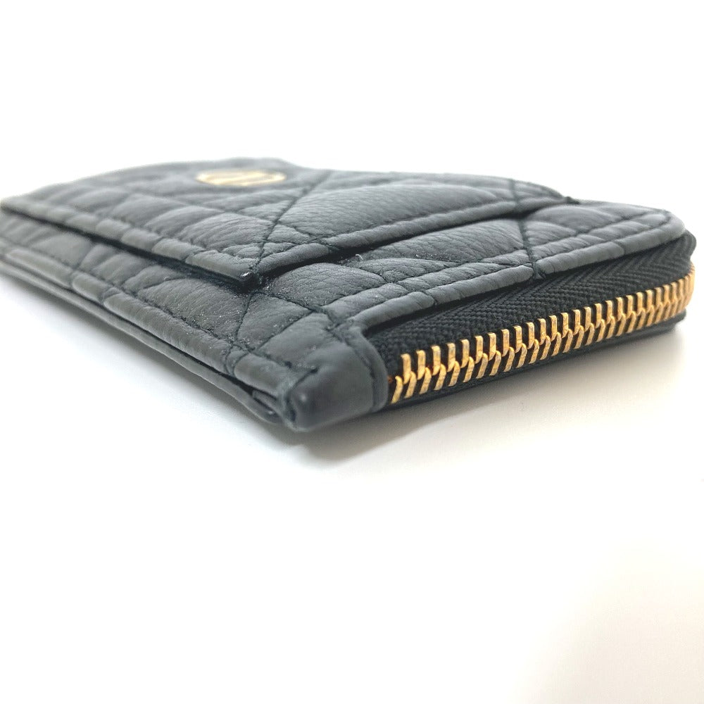 Dior S5131UWHC_M900 カロ カナージュ Dior Caro Cosmos ジップ カードホルダー L字ファスナー 小銭入れ ウォレット カードケース コインケース レザー レディース ブラック