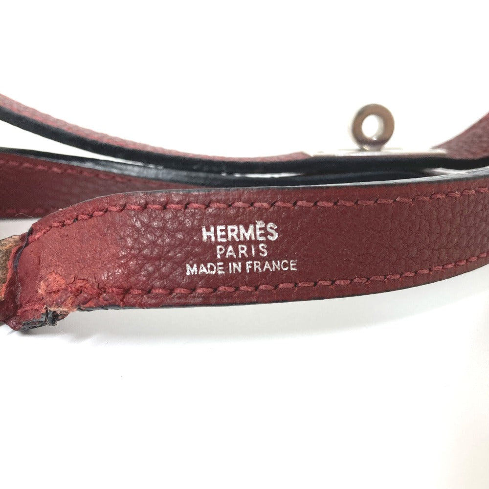 HERMES ケリー金具 ペット 犬 ドッグ リード レザー ユニセックス ワインレッド