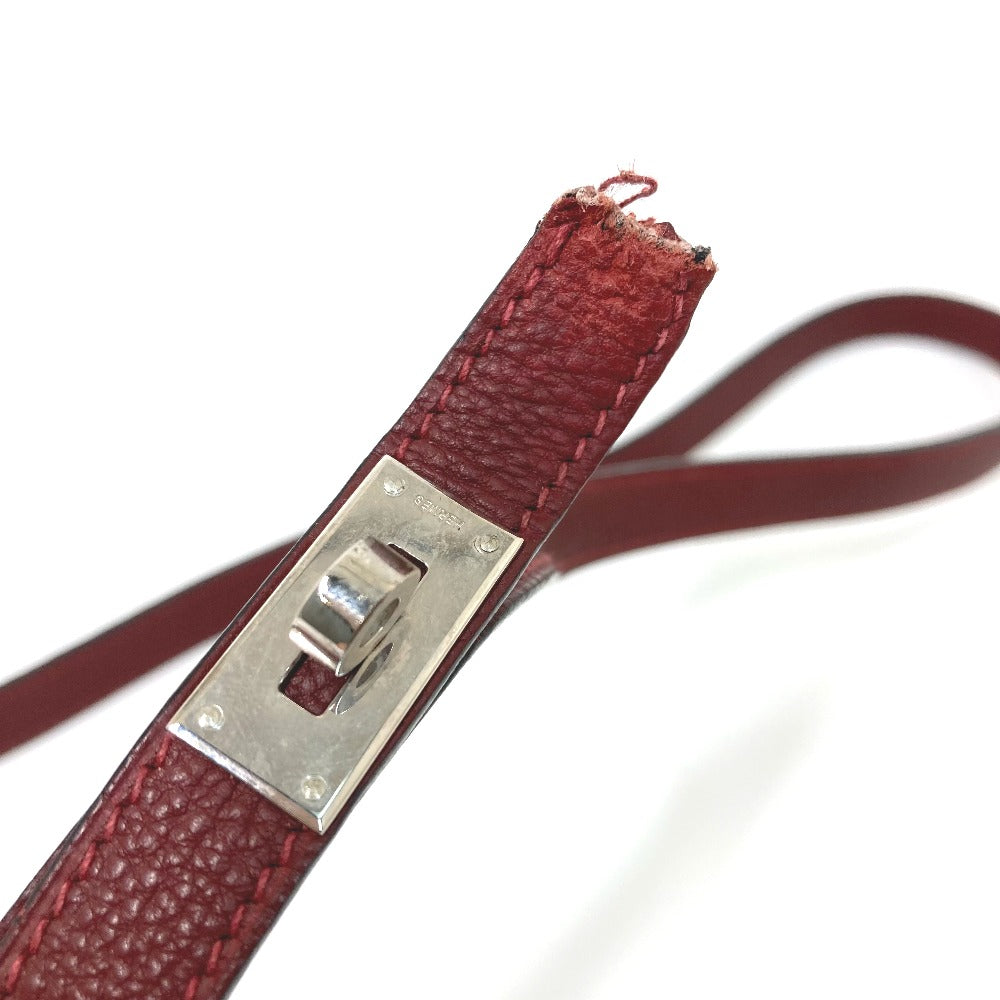 HERMES ケリー金具 ペット 犬 ドッグ リード レザー ユニセックス ワインレッド