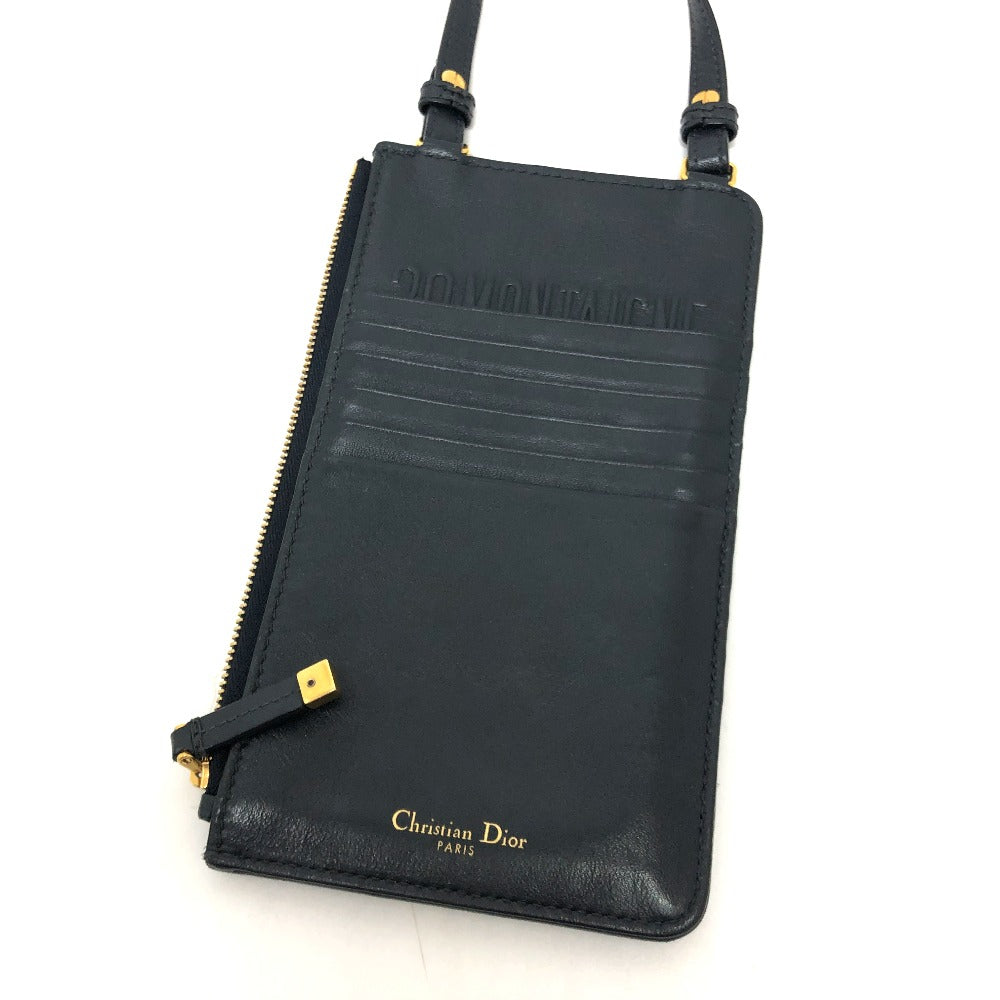Dior オブリーグ フォンケース ウォレット 斜め掛けバッグ 肩掛けバッグ カバン バッグ ショルダーバッグ キャンバス レディース ネイビー