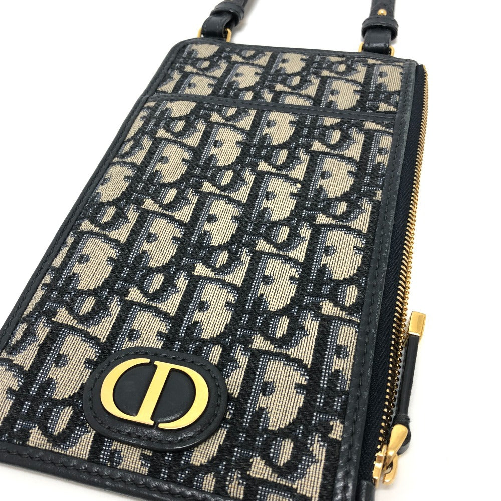 Dior オブリーグ フォンケース ウォレット 斜め掛けバッグ 肩掛けバッグ カバン バッグ ショルダーバッグ キャンバス レディース ネイビー