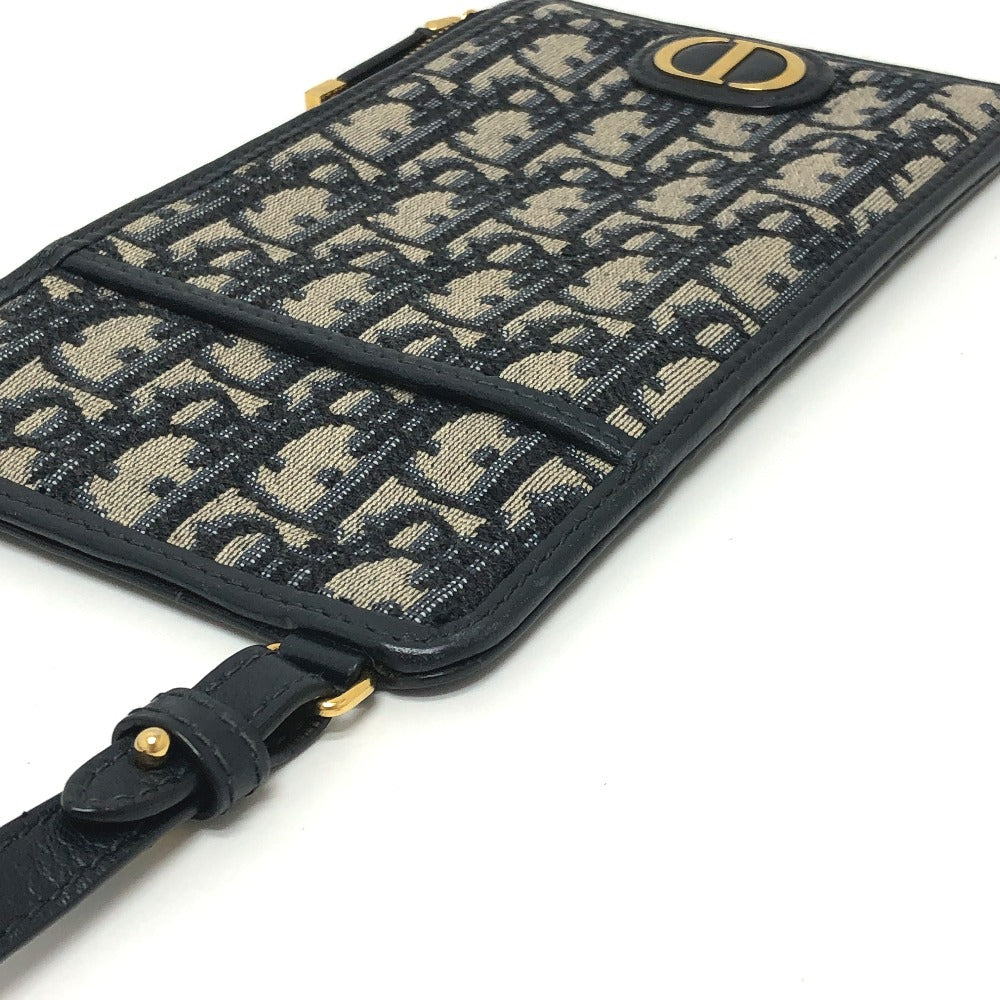 Dior オブリーグ フォンケース ウォレット 斜め掛けバッグ 肩掛けバッグ カバン バッグ ショルダーバッグ キャンバス レディース ネイビー