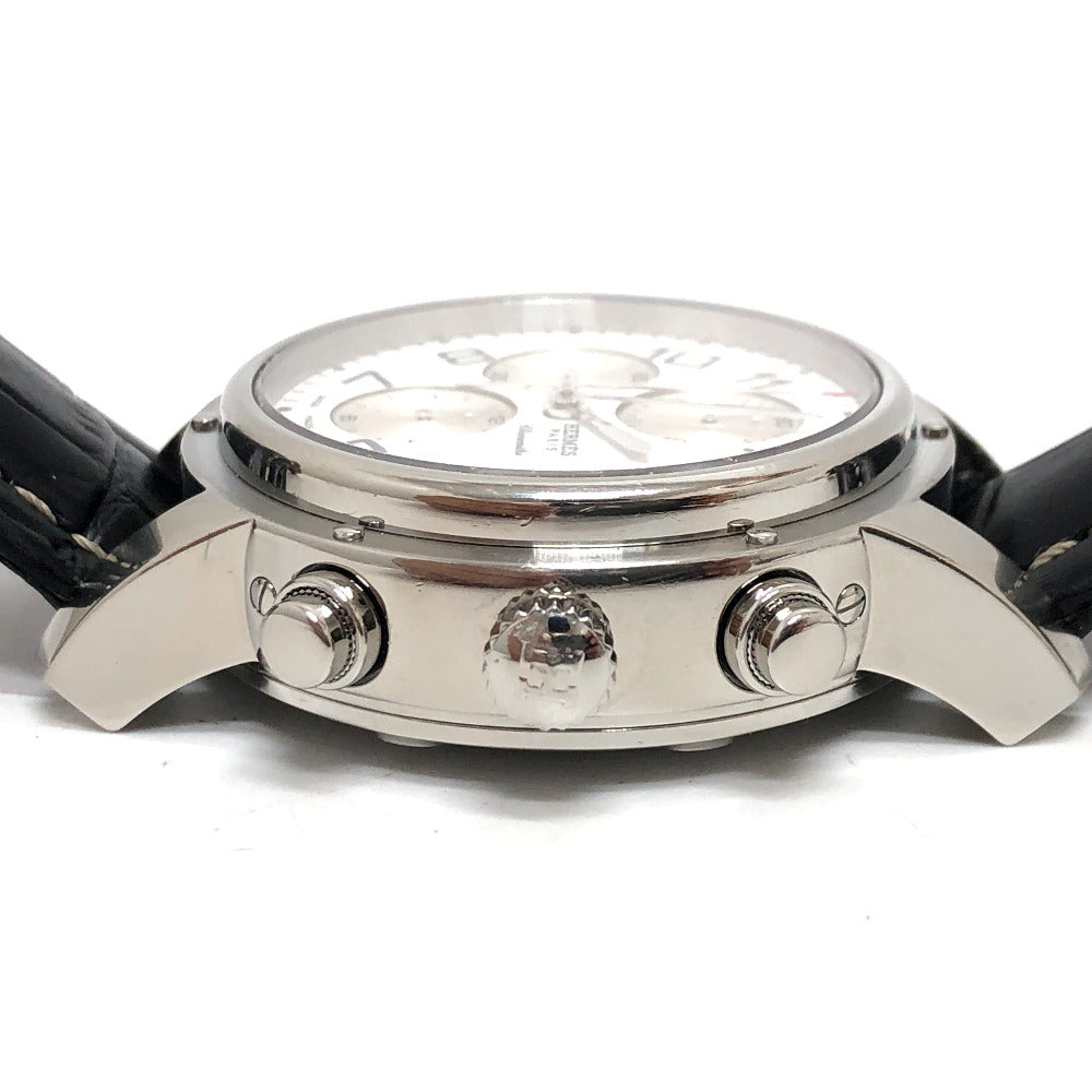 HERMES CP1.910 クリッパー クロノ 自動巻き クロノグラフ デイト 腕時計 時計 ウォッチ 腕時計 SS メンズ シルバー