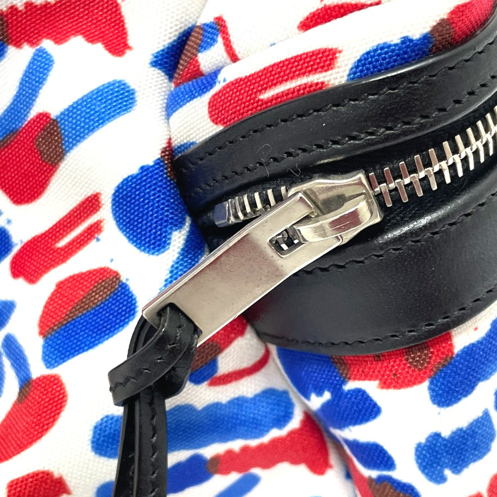 SAINT LAURENT PARIS 326865 マルチ総柄 バックパック リュックサック レザー/キャンバス メンズ ホワイト/レッド/ブルー