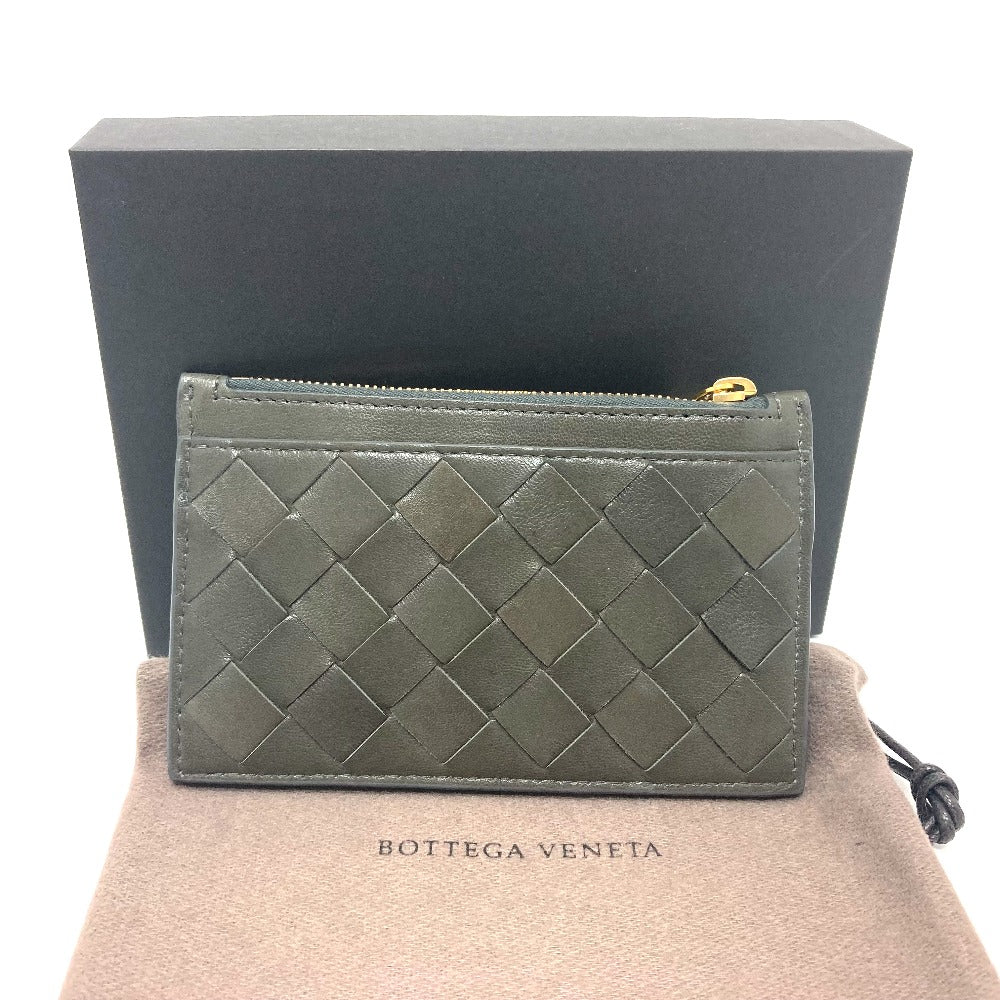 BOTTEGA VENETA Intrecciato Key Pouch, Coin Purse, Leather, Unisex, Khaki