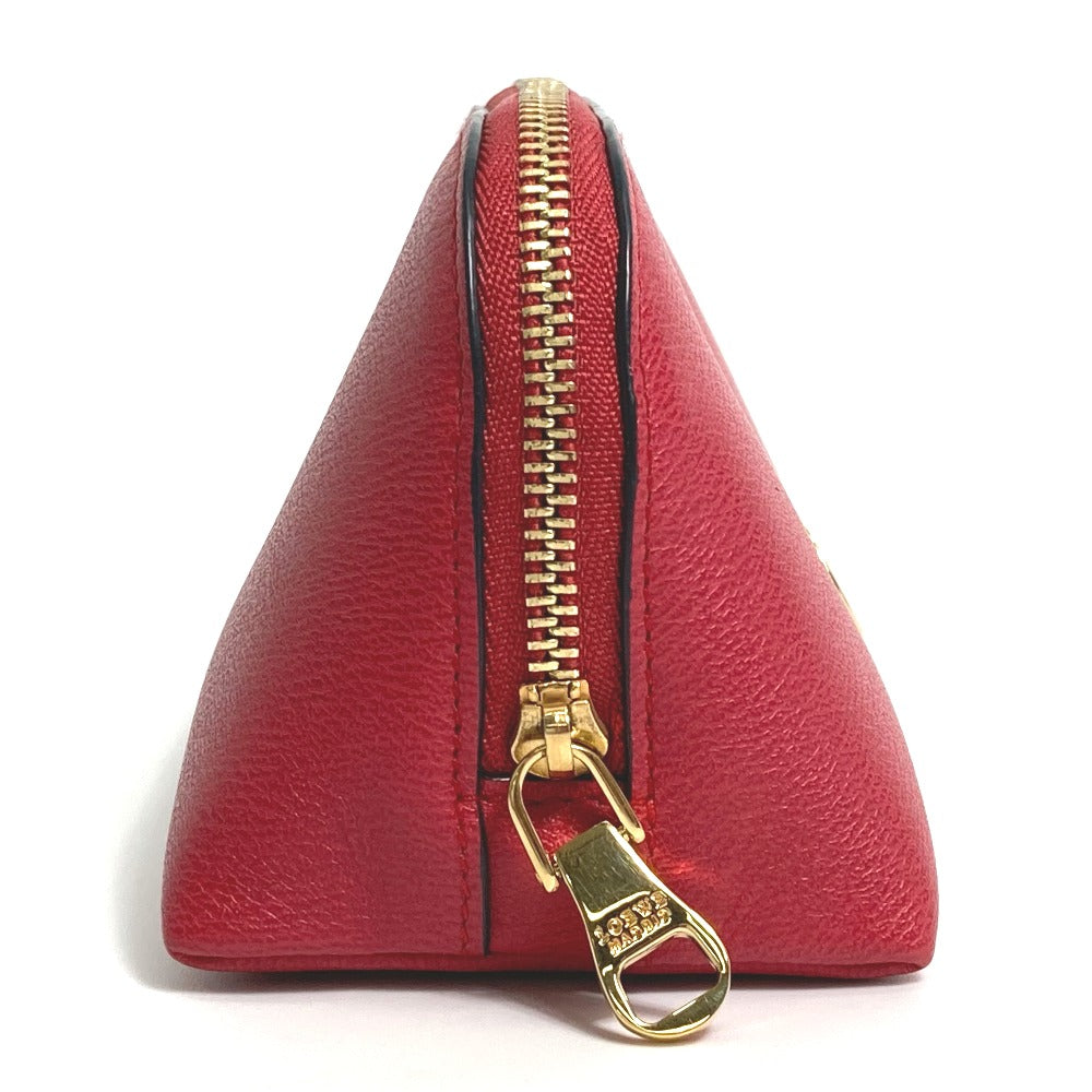 LOEWE Anagram Cosmetic Pouch, Leather, Red, Women's